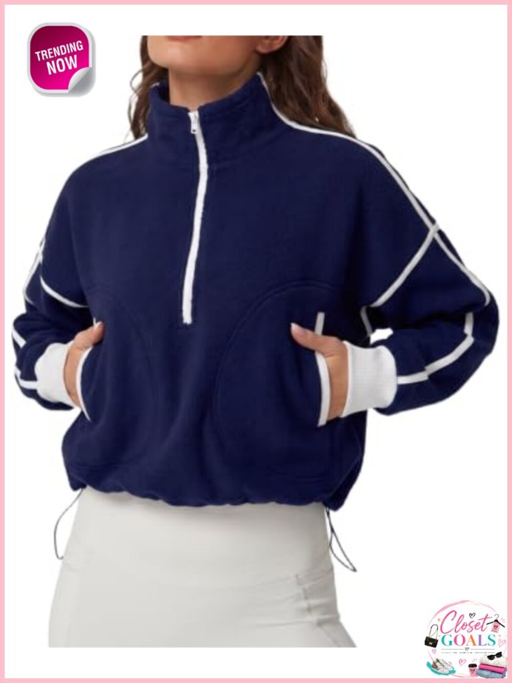 Women's Half Zip Fleece Sherpa Pullover Sweatshirt Cropped Jacket